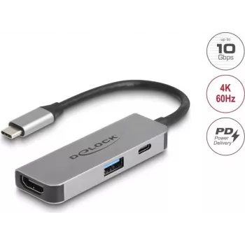 DeLOCK 61063 USB-Hub Type-C 10000 Mbit/s HDMI USB 3.2 Gen 1
