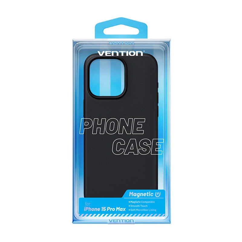 Schutzhülle aus Silikon Vention KUFB0-40 für iPhone 15 Pro Max — schwarze Soft-Touch-Hülle