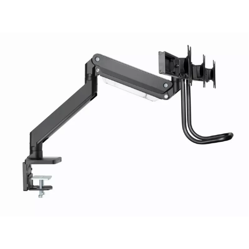 Desk monitor mount GEMBIRD MA-DA3-03, 3-arm, gas spring, VESA 75–100x100, supports 3 displays up to 27 inch, max 18 kg, Schwarz