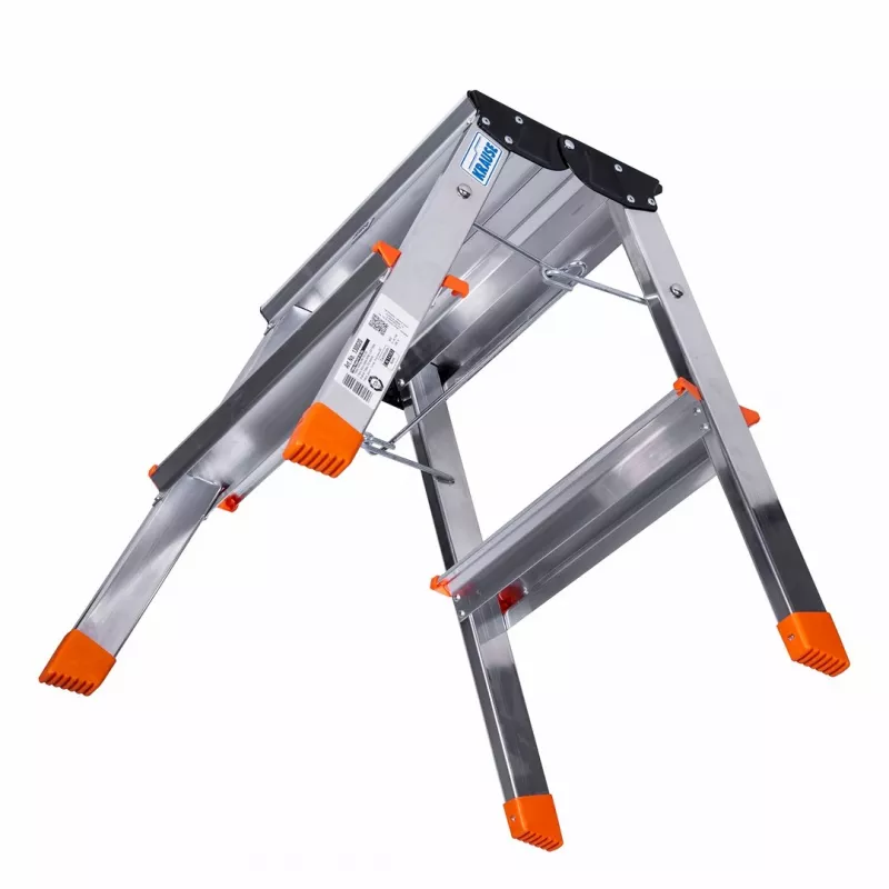 Klapptrittleiter Krause Treppy Silber 130020 — Aluminium, 2 Stufen, 150 kg Tragfähigkeit, zusammengeklappt 55×20 cm, Gewicht 2 kg