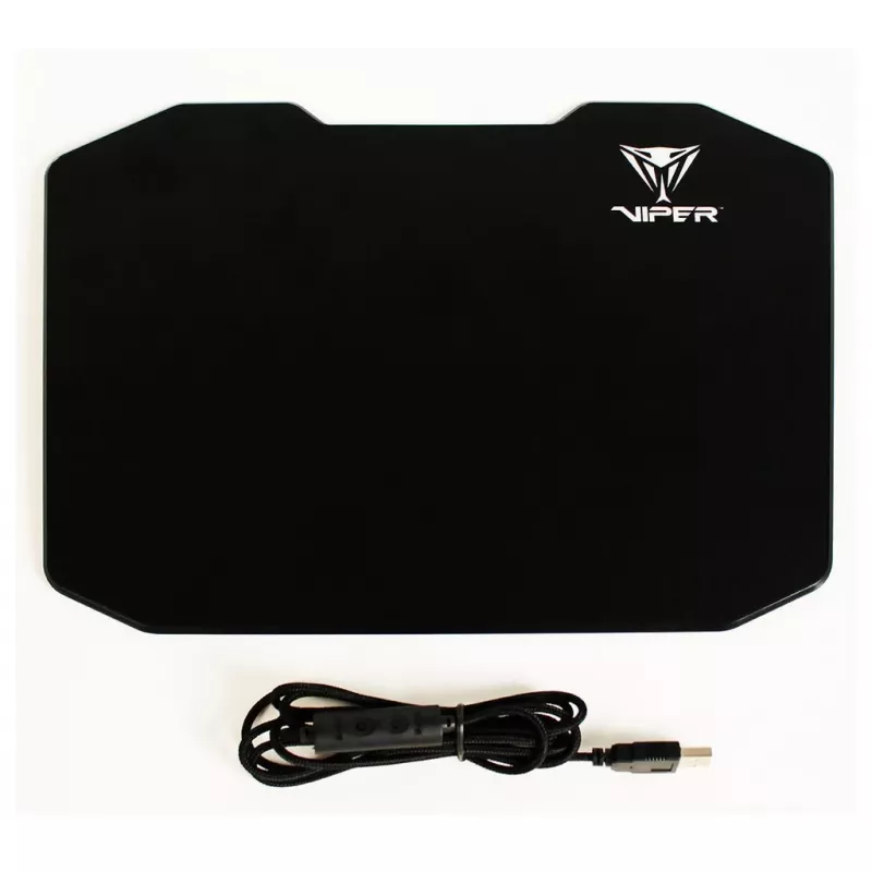 Mauspad PATRIOT Viper Gaming Schwarz — Polymer/Gummi, LED-Hintergrundbeleuchtung, USB-betrieben, rutschfest, 353,5×242,7 mm, 5,5 mm Dicke