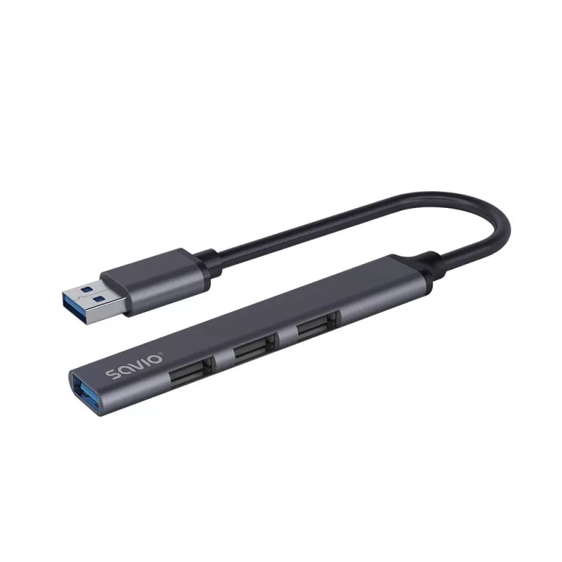 USB-Hub SAVIO AK-70, 7-Port USB 3.0, 4 nutzbare Ports, USB Typ-A Host, 5 Gbit/s Übertragung, Garantie 2 Jahre