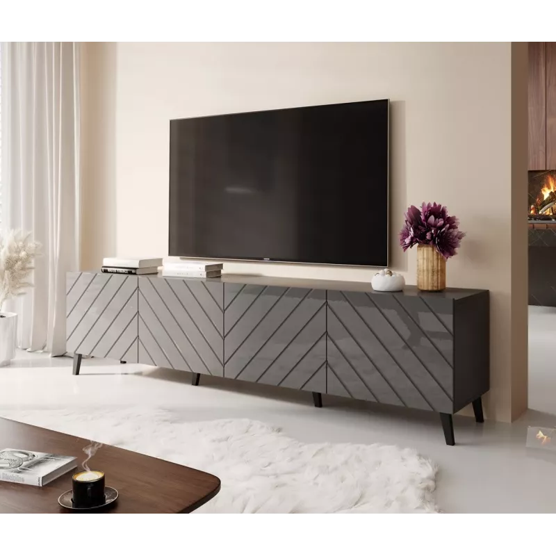 RTV-Schrank ABETO 200x42x52 Graphit/glänzend