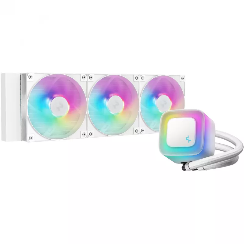 All-in-One-Flüssigkeitskühler DeepCool LE360 WH V2 12 cm Weiß — 360 mm Radiator, 3x120 mm Lüfter, LGA 1851 Unterstützung