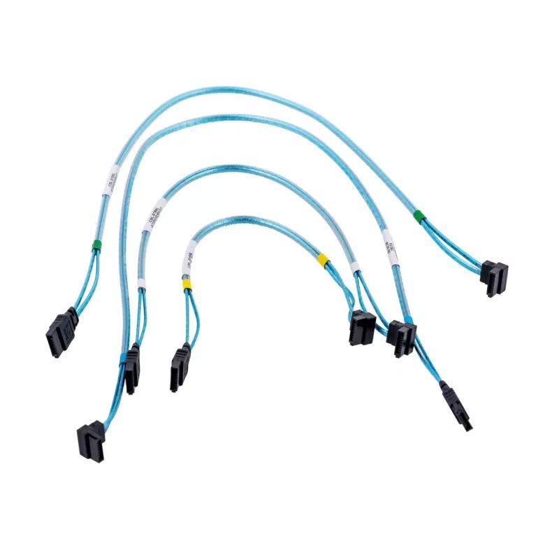SATA-Kabel Supermicro CBL-0186L 4x rund 0,56 m, SATA I, gerade Stecker–Stecker, schwarz/blau/weiß