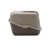 Abgedeckte Katzentoilette Savic Nestor, Kunststoff, 56×39×38,5 cm, Warmgrau–Schokoladenbraun