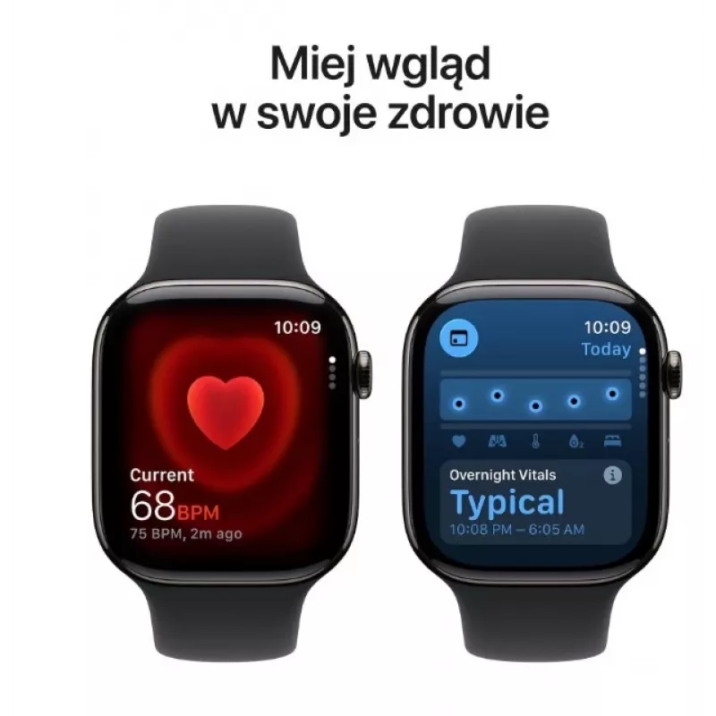 Smartwatch Apple Watch Series 11 GPS + Cellular 42mm Slate Titanium Gehäuse Schwarzes Sportarmband M/L