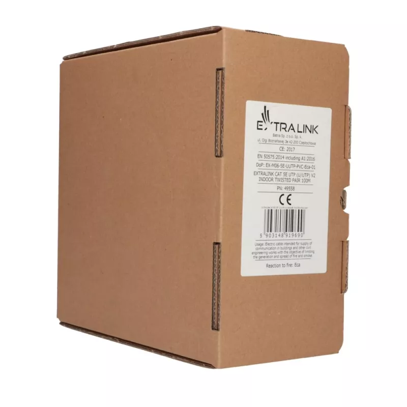 Netzwerkkabel Extralink Twisted pair CAT5E UTP (U/UTP) V2 100 m Grau