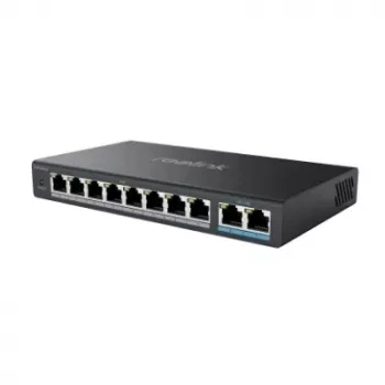 Netzwerk-PoE-Switch Reolink RLA-PS1 — 8-Port-PoE, 150W Gesamtbudget, IEEE 802.3af/at, 2x Gigabit-Uplink