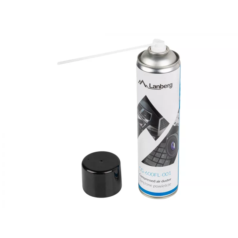 Druckluftspray LANBERG CG-600FL-001 — 600 ml, zur PC-Reinigung, Schwarz/Blau/Weiß