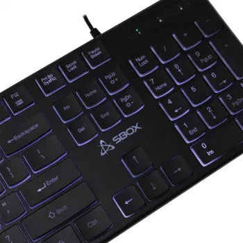 Kabelgebundene USB-Tastatur SBOX K-22 US Schwarz — US-Layout, schwarz, kabelgebundene USB-Verbindung