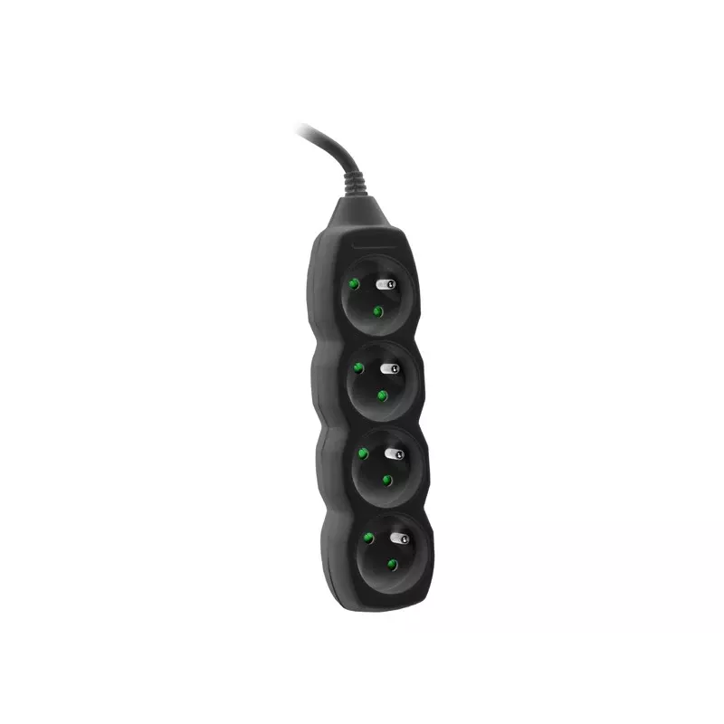 Tracer PowerCord Verlängerungskabel, 4 Steckdosen, 3 m, Schwarz