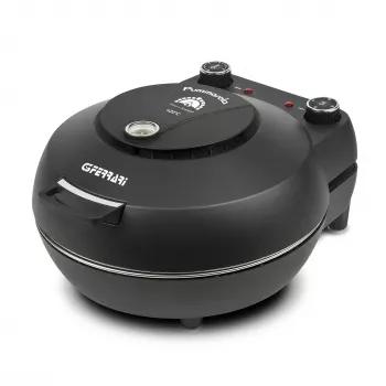 Pizzaofen G3FERRARI Pummarola — elektrischer Tischbackofen, 1200 W, max. Ø 28–31 cm, Steinbackfläche, schwarz/silber