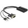 Video-Adapterkabel DeLOCK 62597 0,25 m HDMI Typ A VGA D-Sub 3,5 mm USB Typ-A Schwarz