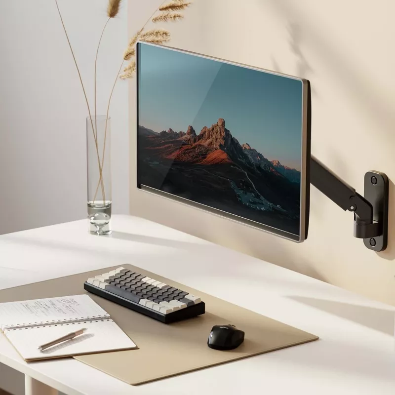 Wandmonitorhalterung MACLEAN MC-458, Gasdruckfeder höhenverstellbar, Einzelbildschirm, VESA 75x75–100x100, bis 7 kg, Neigung -45°–90°, max. Ausladung 35,5 cm