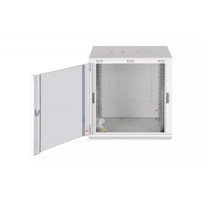 Wandmontagerack DIGITUS Dynamic-N 12U 600x600 mm IP20, Schlüsselschloss, Kabelmanagement, unmontiert