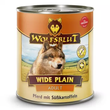 Nassfutter für Hunde Wolfsblut Wide Plain Horse Meat with Sweet Potatoes 800 g — komplette Dosenkost, Monoprotein, ausgewachsen, gluten- & sojafrei
