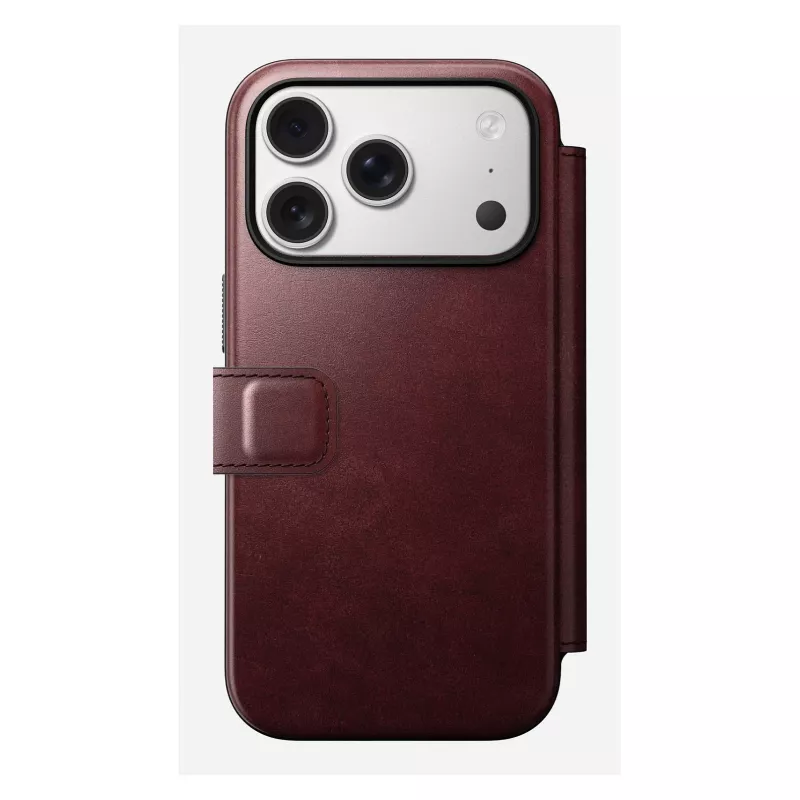 Handyhülle Nomad Modern Leather Folio für Apple iPhone 17 Pro, 6,3 Zoll (16 cm), Leder burgunderrot