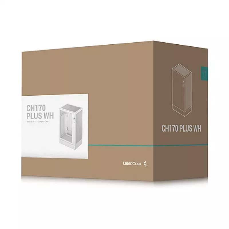 PC-Gehäuse DeepCool CH170 PLUS WH Midi Tower — weiß, gehärtetes Glas, unterstützt Micro ATX/Mini-ITX, GPU bis 34,2 cm, CPU-Kühler-Höhe 164 mm