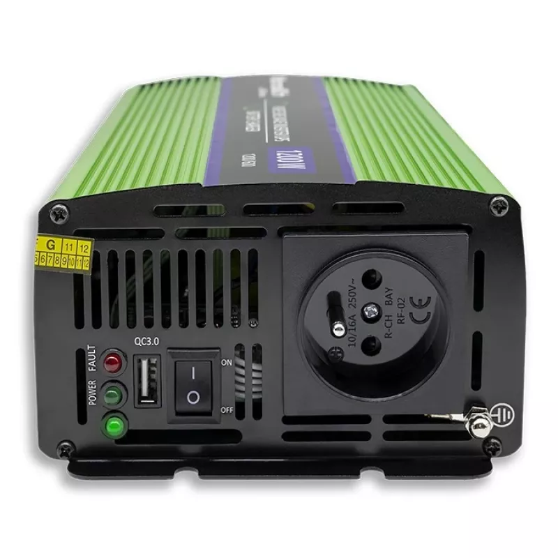 Auto-Wechselrichter Qoltec Monolith 1200 W Grün 12 V