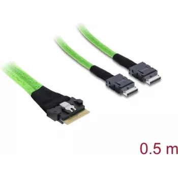 Internes PCIe-4.0-Kabel DELOCK schlank SAS SFF-8654 8i auf 2× OCuLink SFF-8611 4i 0,5 m