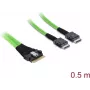 Internes PCIe-4.0-Kabel DELOCK schlank SAS SFF-8654 8i auf 2× OCuLink SFF-8611 4i 0,5 m