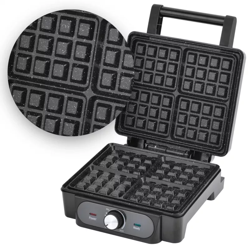 Waffeleisen Lovio LVWF001BK — 1400W, schwarz, elektrisches Tisch-Waffeleisen