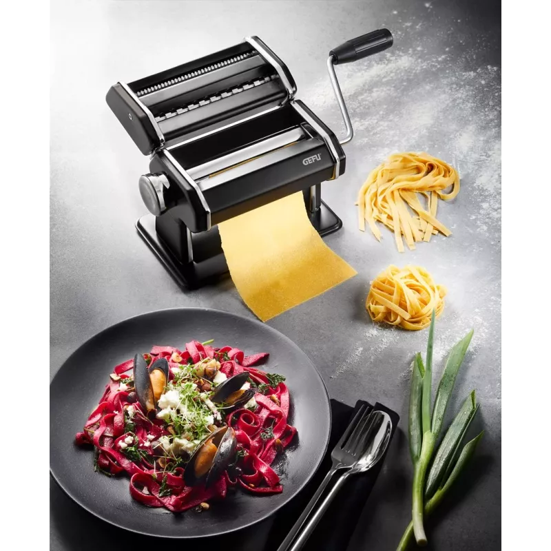 Manuelle Nudelmaschine GEFU GF89426 – für Lasagne, Tagliatelle, Tagliolini; Edelstahl und Kunststoff; 205×200×155 mm