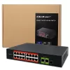 Ethernet PoE Switch QOLTEC 16x RJ45, 2x RJ45 Uplink, 1x SFP (MPN 52291)