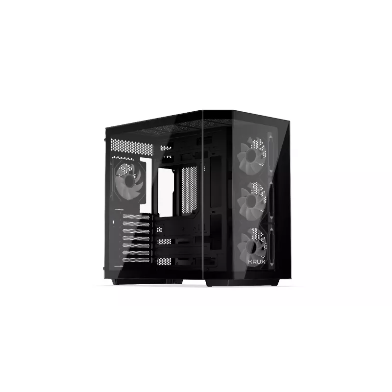 PC-Tower-Gehäuse KRUX Empero KRXD010, ATX, schwarz – unterstützt GPUs bis zu 420 mm, CPU-Kühler bis zu 155 mm, 2x 3,5 Zoll + 3x 2,5 Zoll Einschübe