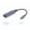 Netzwerkadapter Gembird A-USB3C-LAN-01 Type-C USB 3.2 Gen 1, Gigabit RJ-45, 0,15 m Kabel, Metallgehäuse, grau/schwarz