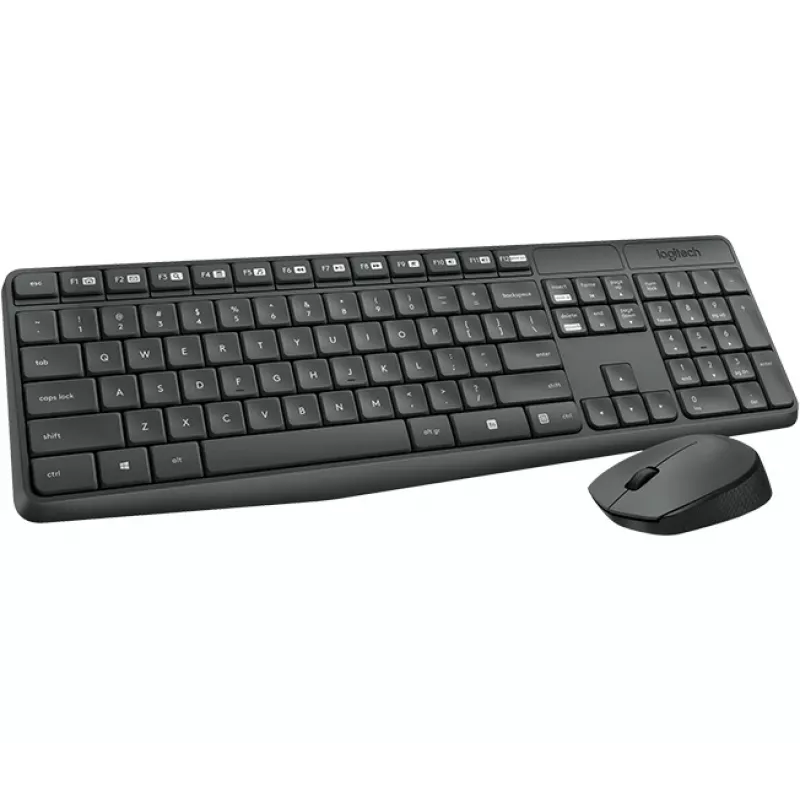 Logitech MK235 Wireless Tastatur and Maus Combo Full-size Grau