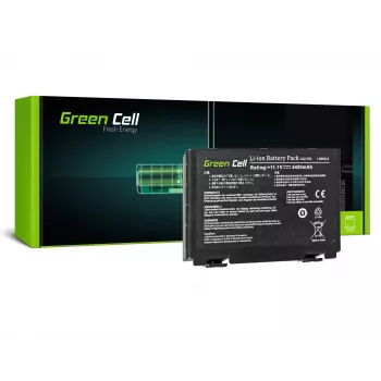 Battery Grün Cell AS01 für ASUS K40 K50 K60 K70 X70, Li-Ion 10,8 V 4400 mAh, 6 Zellen, Schwarz
