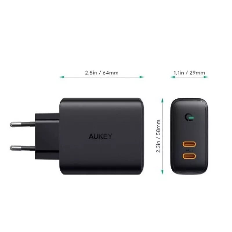 AUKEY PA-D2 Ladegerät für Mobilgeräte 36W Schwarz Innenbereich
