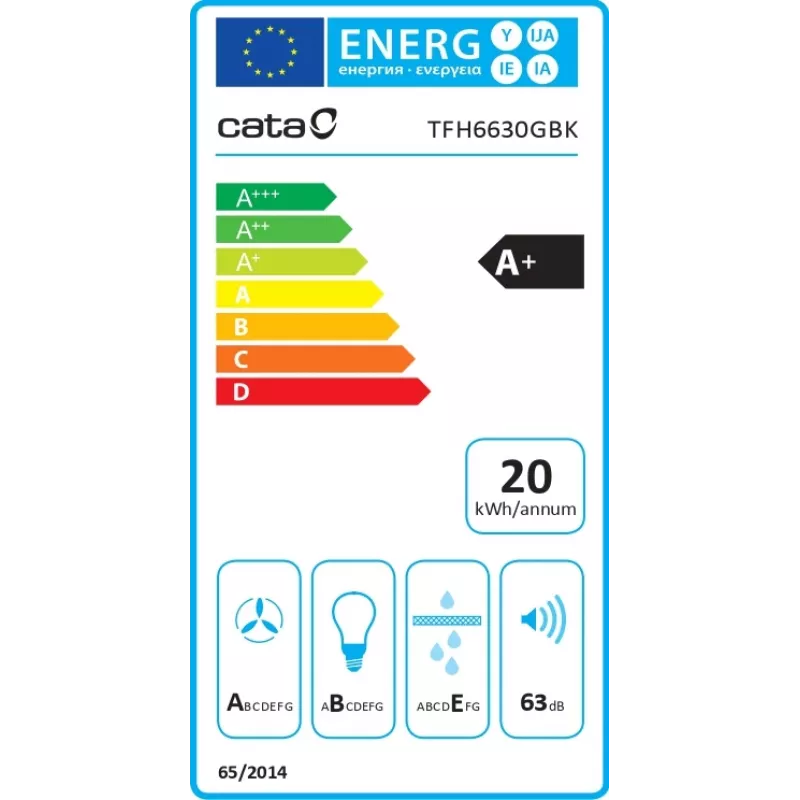 CATA TFH 6630 BK Unterbau Schwarz A+ 605 m³/h
