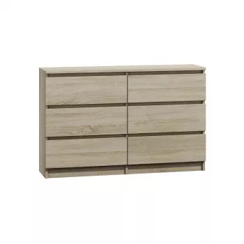 Kommode Top e Shop M6 120 SON 2x3, Eiche, 6 Schubladen, 1200×300×770 mm