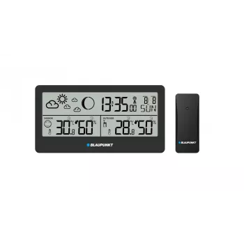Wetterstation BLAUPUNKT WS20BK — Anzeige für Innen-/Außentemperatur & Luftfeuchtigkeit, schwarz, 1 Sensor, LCD, batteriebetrieben