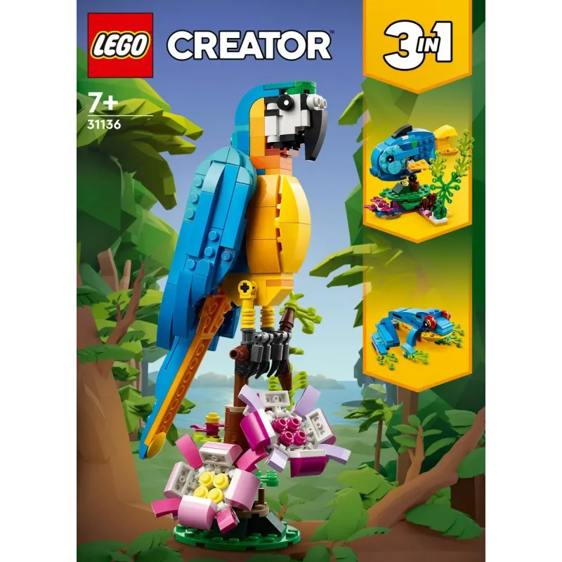 LEGO Bauset Exotischer Papagei 31136 — Creator Display-Modell, 253 Teile, 220×120×110 mm