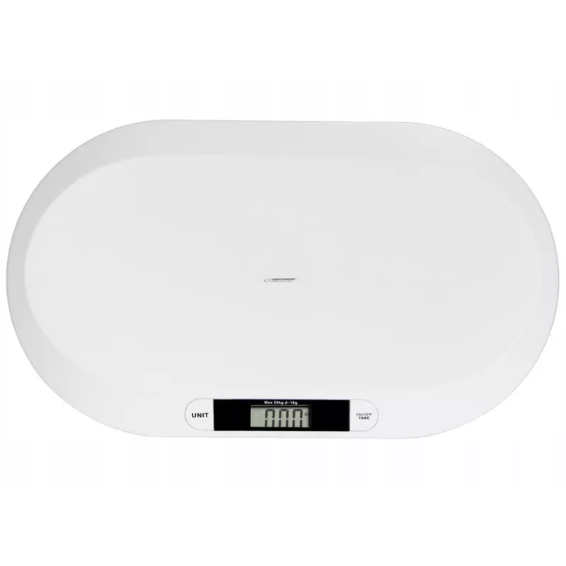 Elektronische Babywaage ESPERANZA EBS019 — Kapazität 0,03–20 kg, Teilung 0,01 kg, großes 60×25 mm LCD, weiß