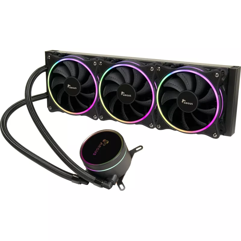 All-in-One-Flüssigkeitskühler INTER-TECH LC-360 RGB — 12-cm-Lüfter, hydraulisches Lager, schwarz