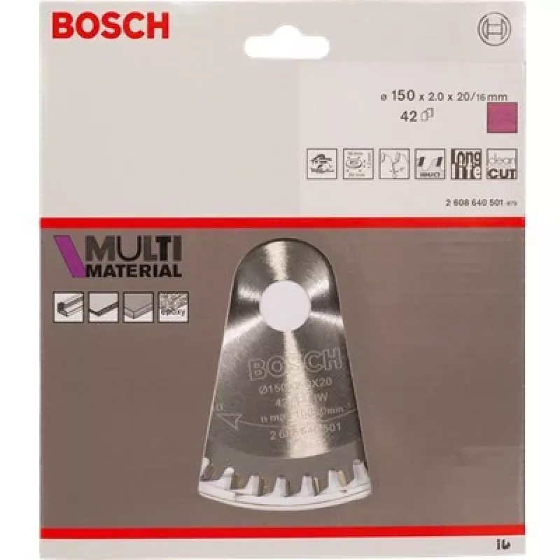 Bosch Multi Material Kreissägeblatt, Multi, 19 cm, 3 cm, 1,8 mm, 2,4 mm, HLTCG (High-Low Triple Chip Grind)