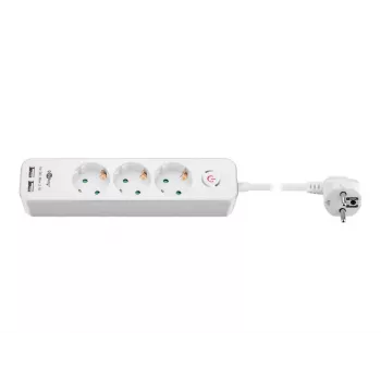 Goobay 3-fach Mehrfachsteckdose mit Schalter und USB, 1,5m Kabel, Typ F