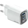 USB- und USB-C 30W GaN-Schnellladegerät usams CC229 Weiß — LED-Anzeige, kompaktes Design