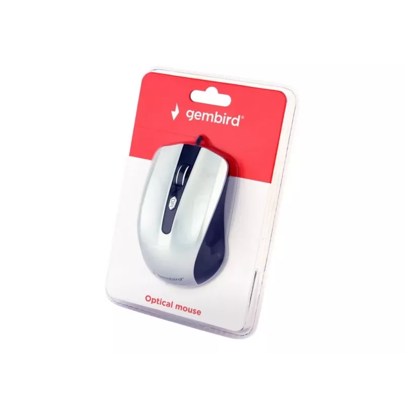 Kabelgebundene beidhändige optische Maus GEMBIRD MUS-4B-01-BS, USB Typ-A, 1200 DPI, 4 Tasten, schwarz/silber