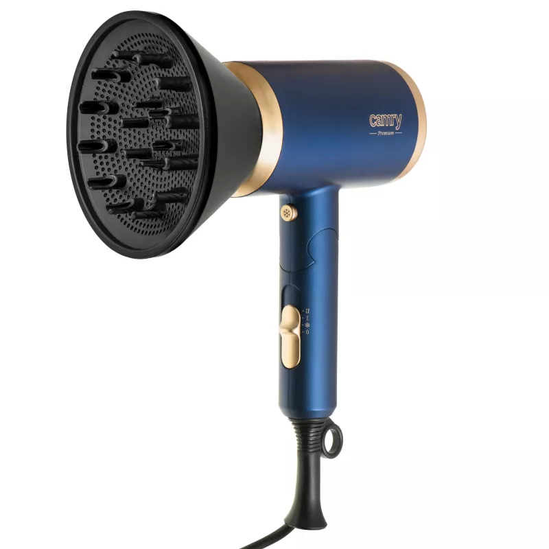 Camry | Haartrockner | CR 2268 | 1800 W | 2 Temperaturstufen | Ionenfunktion | Diffusoraufsatz | Blau/Gold