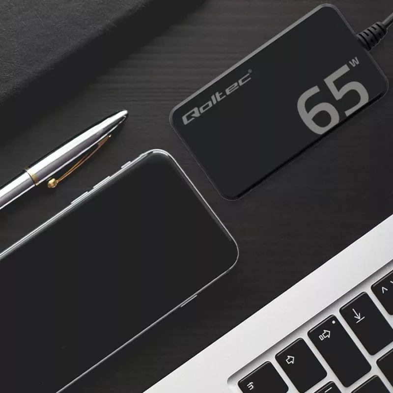 QOLTEC Ladegerät 65W GaN Super Fast schlank PD 5-20V 3,25A USB-C