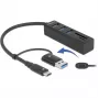 3 Port USB 3.2 Gen 1 Hub + SD und Micro SD Card Reader mit USB Type-C oder USB Typ-A Anschluss, USB-Hub