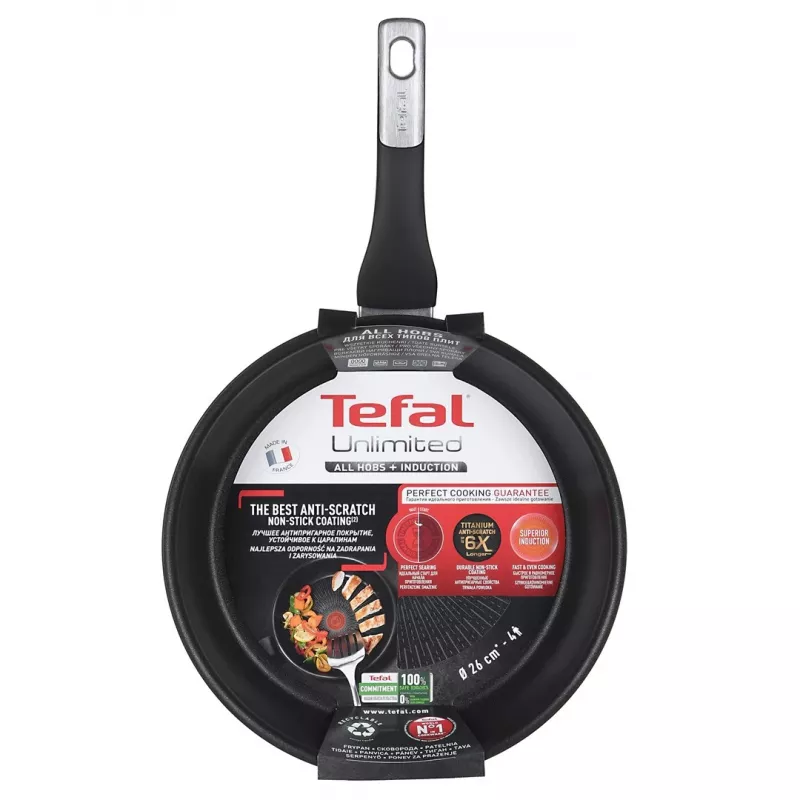 Allzweckpfanne Tefal Unlimited G2550572 26 cm, Aluminium, antihaftbeschichtete Titan-Beschichtung, induktionsgeeignet