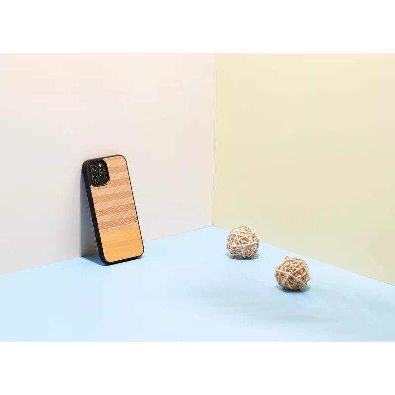 Schutzhülle Man and Wood für iPhone 12 Pro Max — Fischgrät orange schwarz