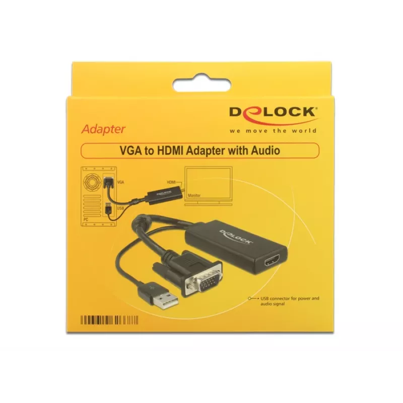 Kabel DeLOCK 0,25 m VGA+USB2.0-A/HDMI